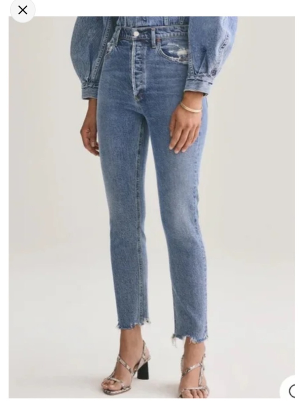 Agolde Riley high rise straight leg crop chewed hem